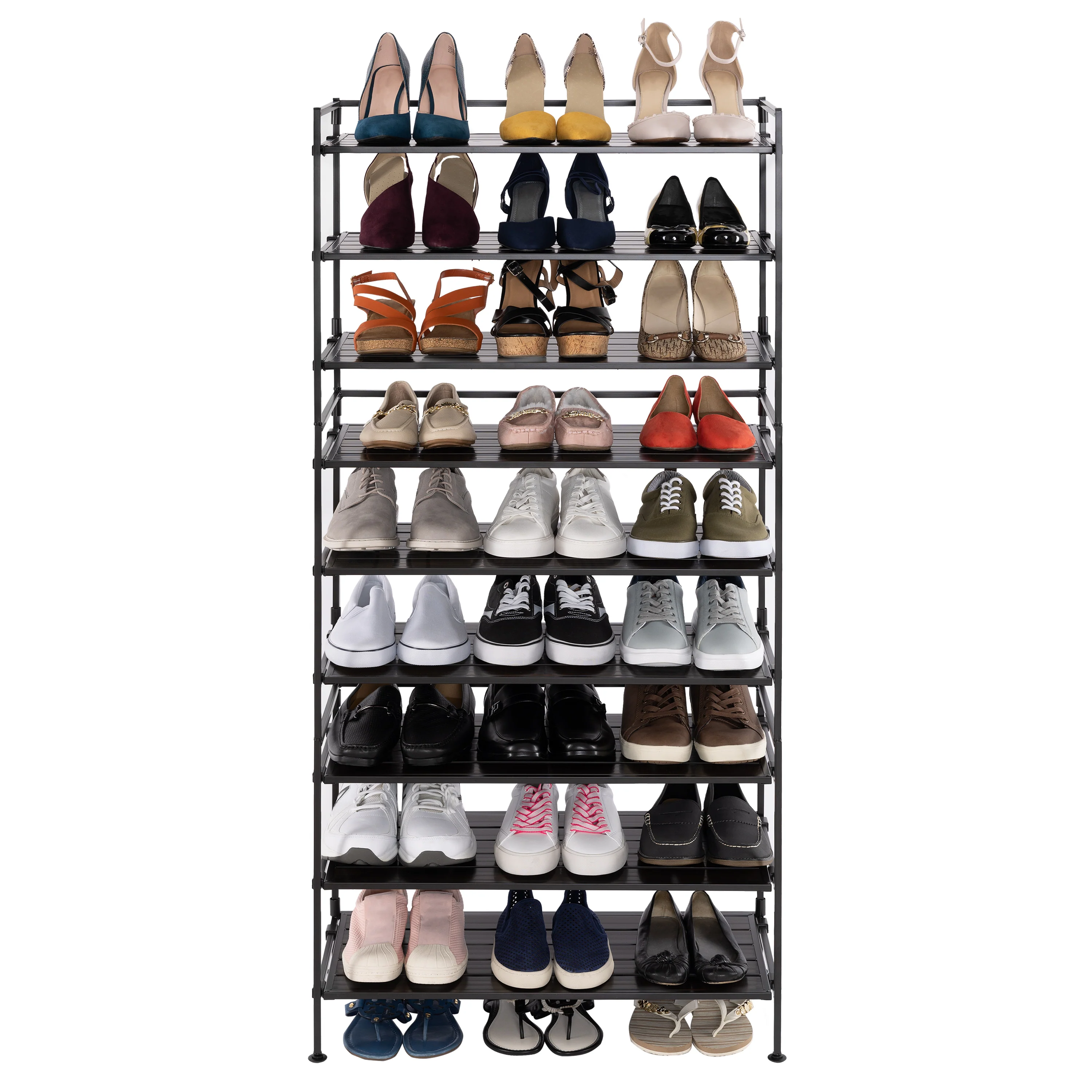 HOME 3-Tier Resin Slatted Shoe Rack, Espresso - Image 11