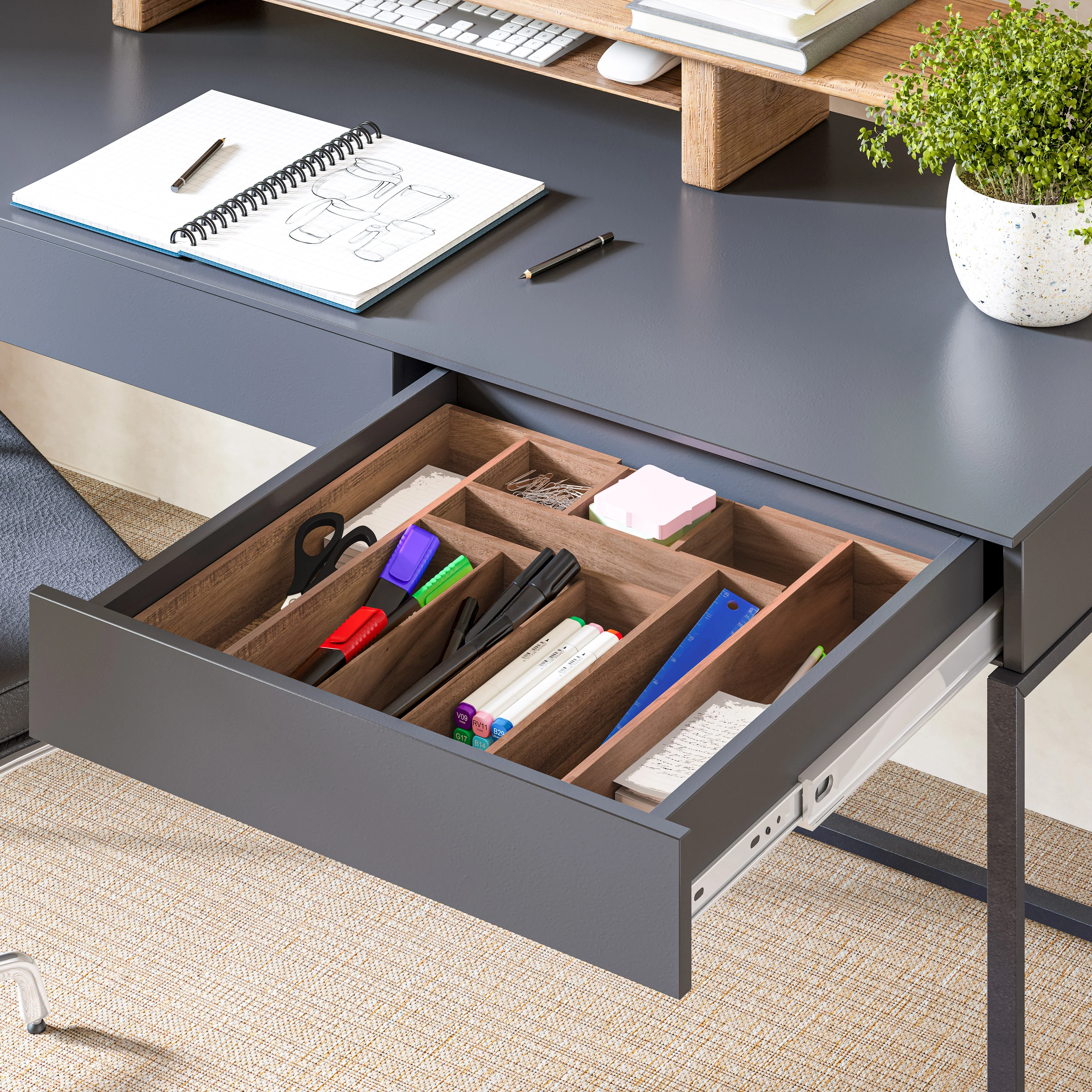 4-Piece Acacia Expandable Drawer Organizer and Box Set - Image 3