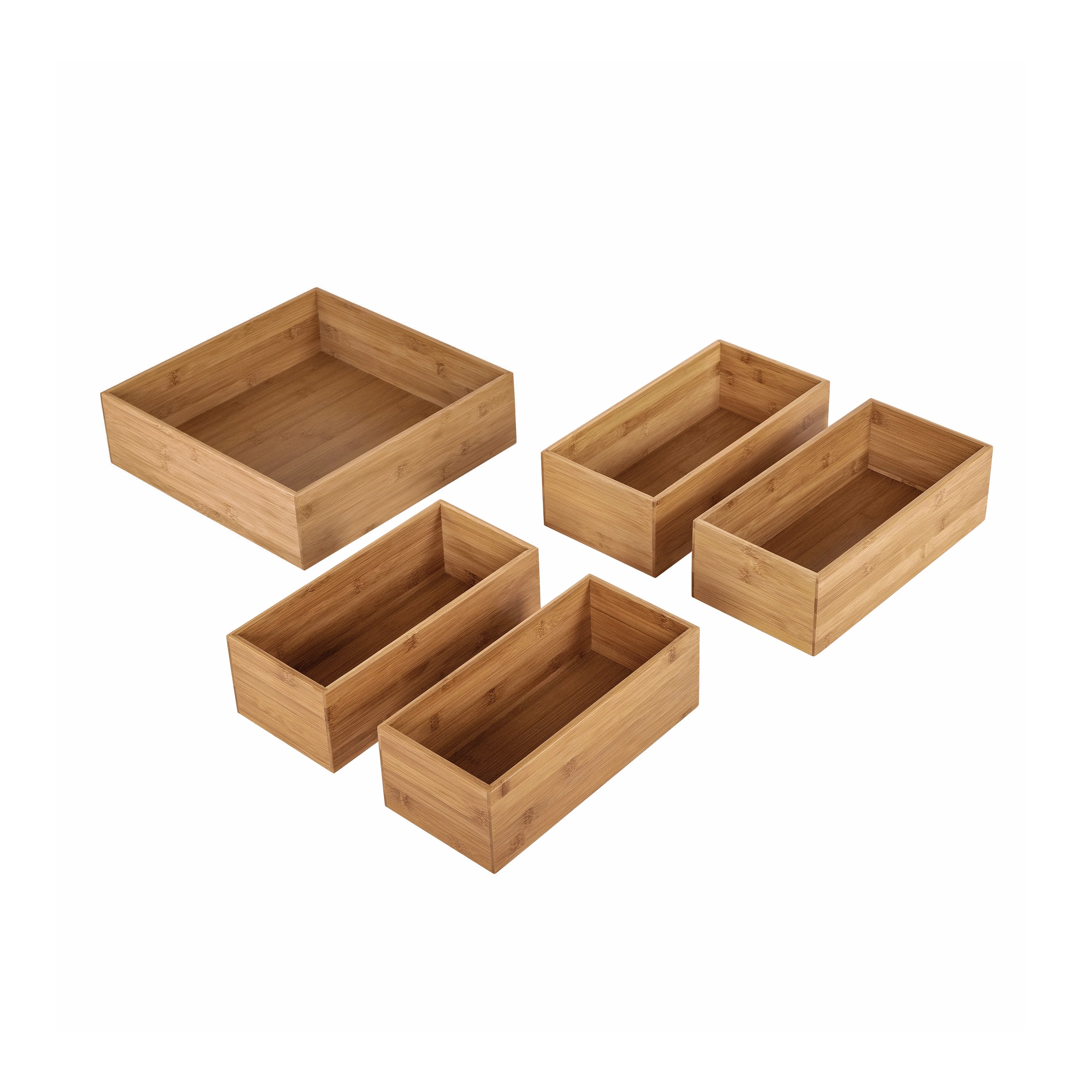 5-Piece Bamboo Storage Organizer Box Set - Image 4