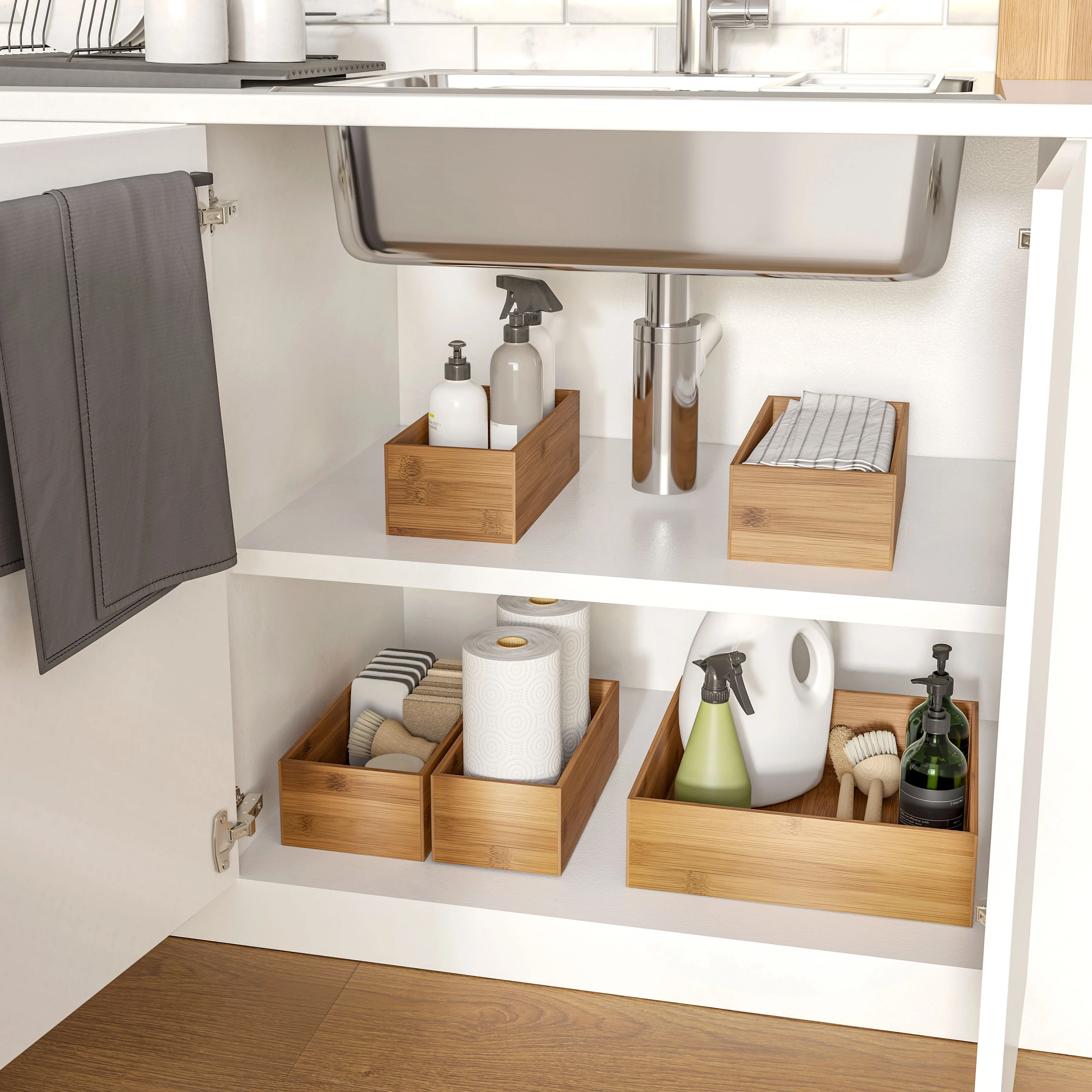 5-Piece Bamboo Storage Organizer Box Set - Image 7