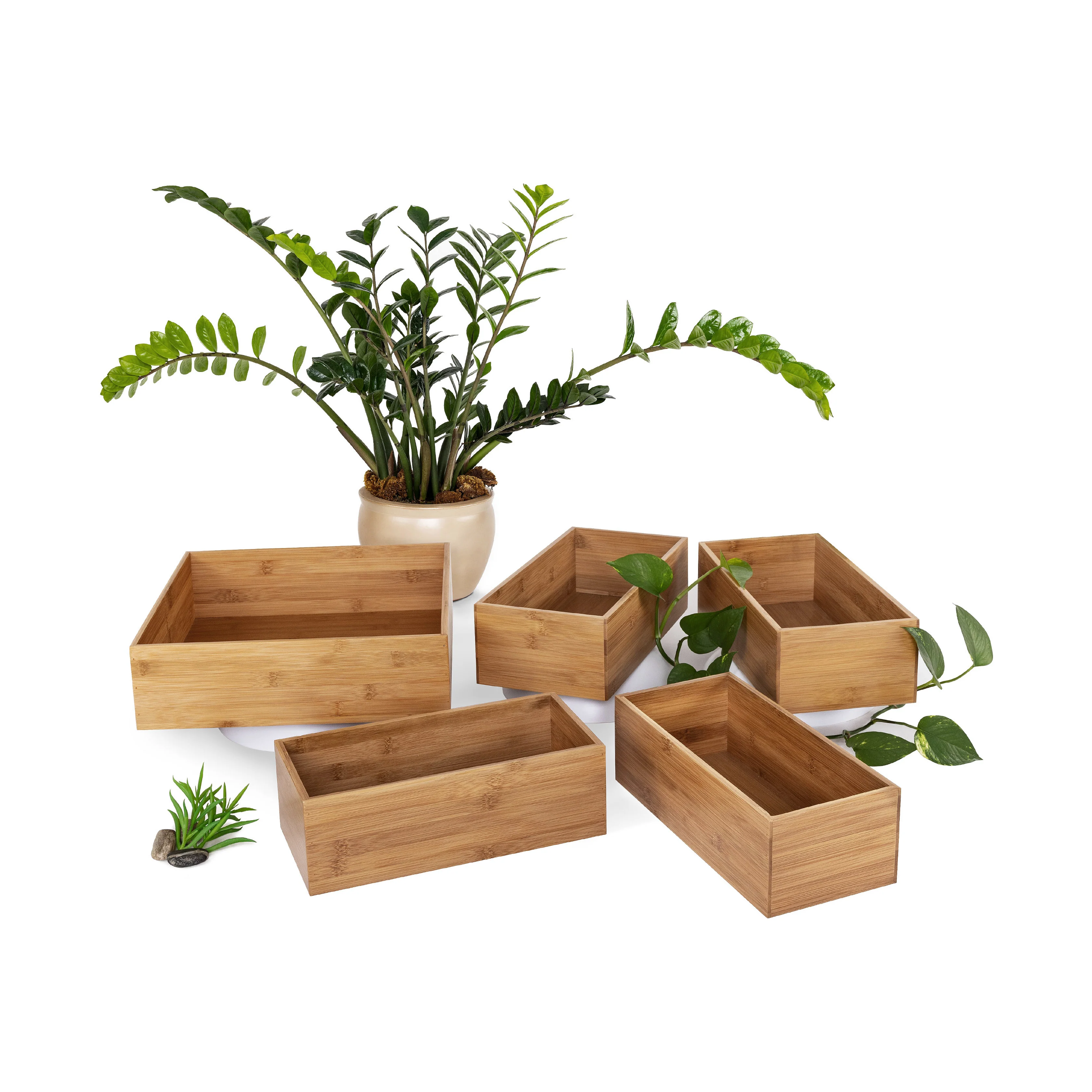 5-Piece Bamboo Storage Organizer Box Set - Image 8