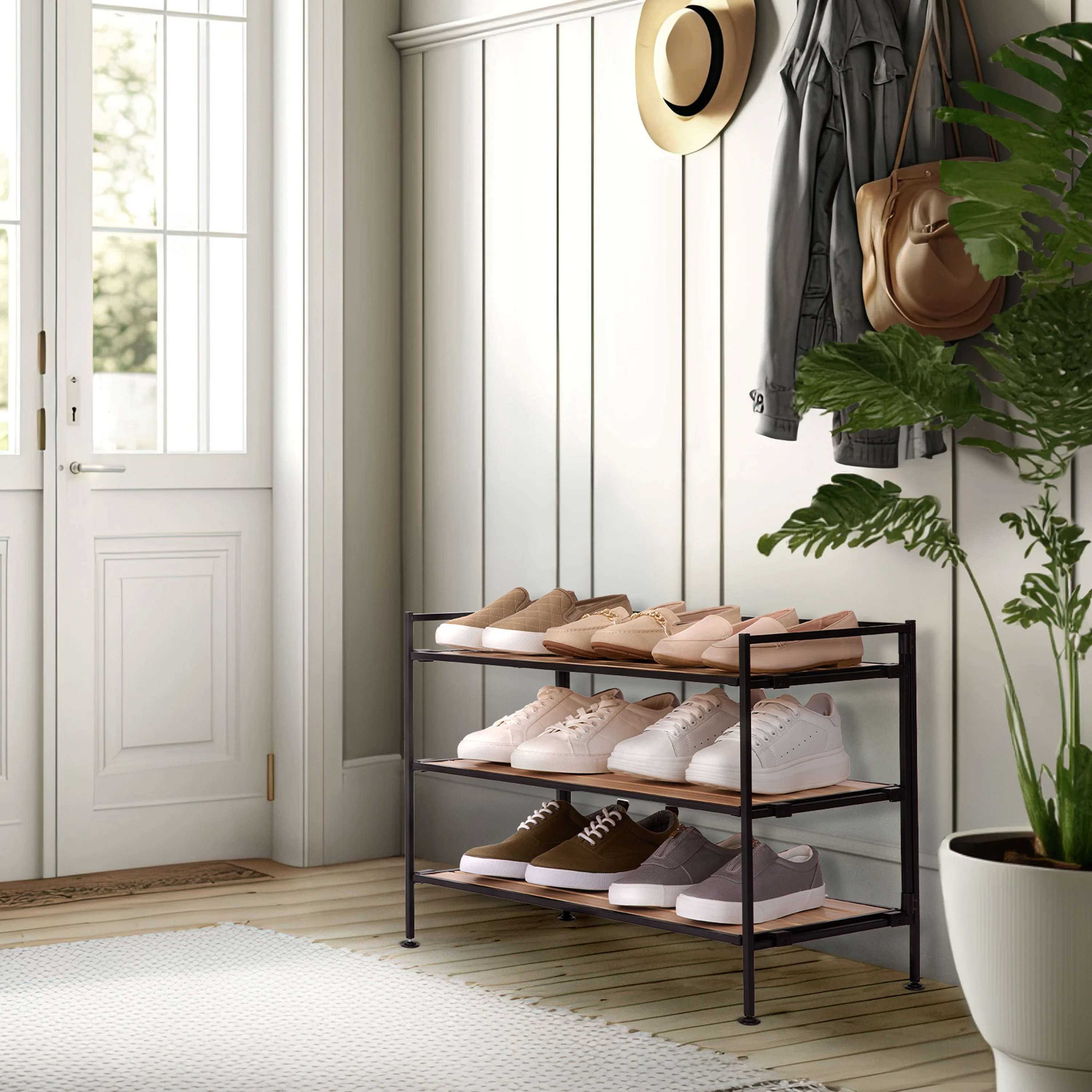 HOME 3-Tier Resin Slatted Shoe Rack - Image 26