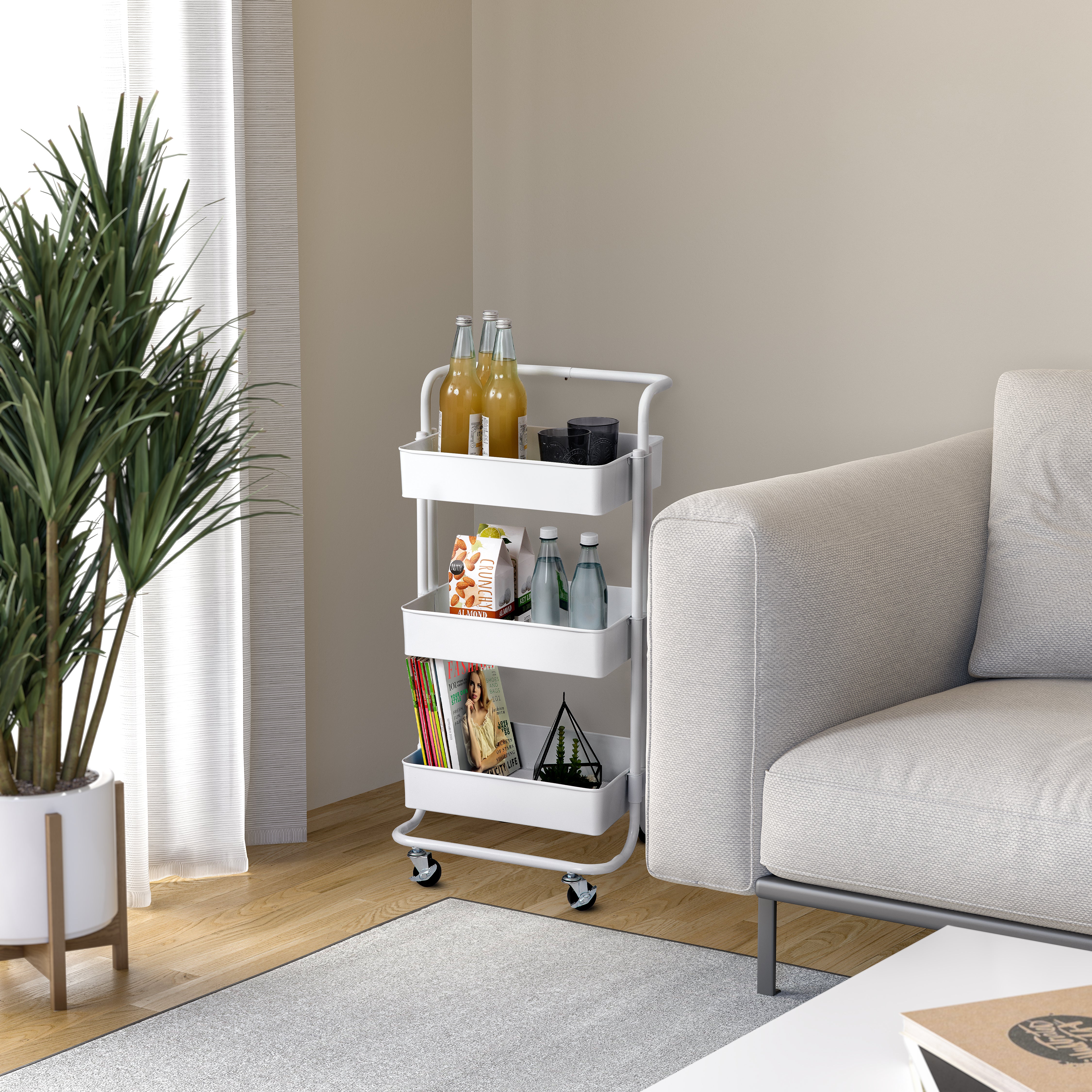 3-Tier Steel Cart with Handle - Image 18