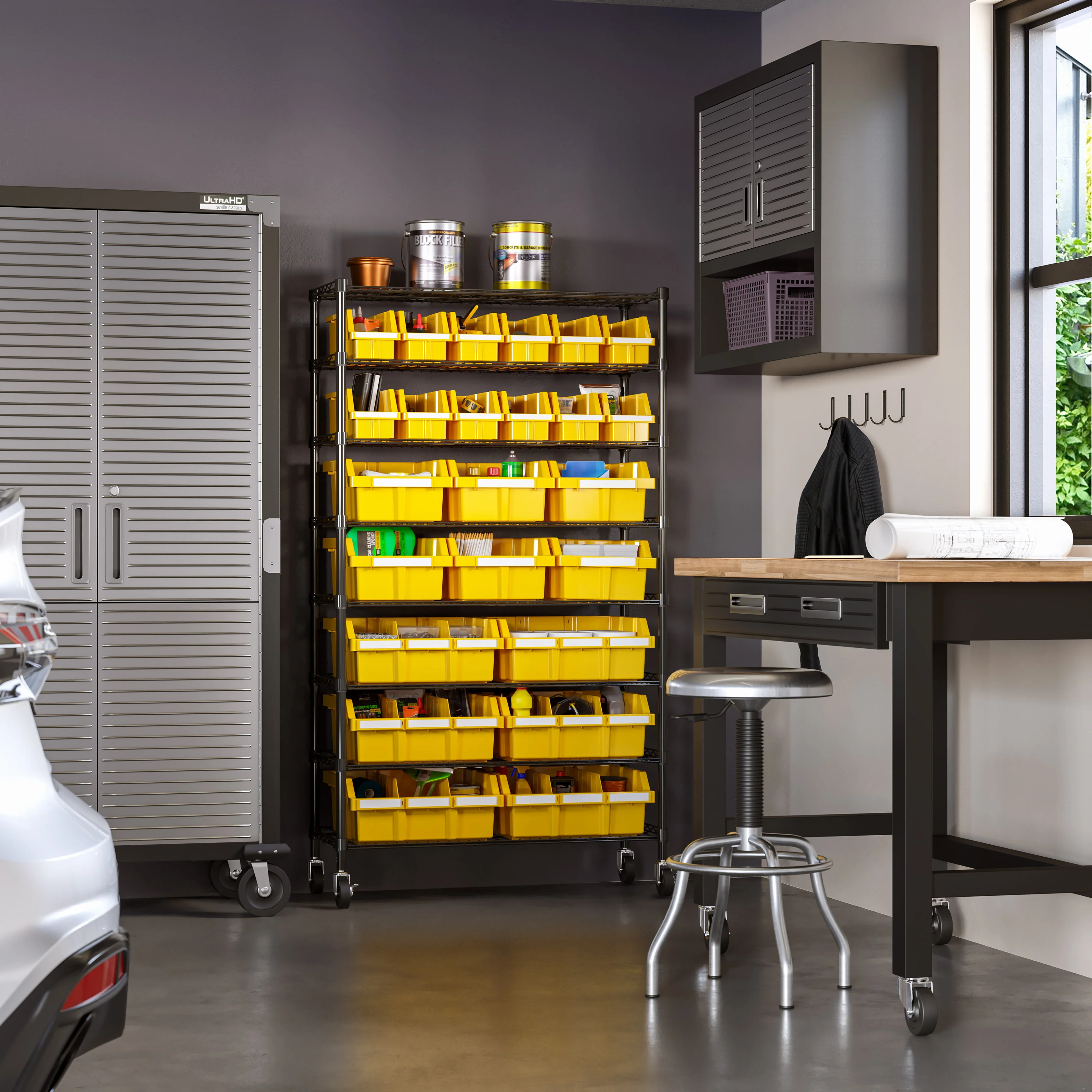 8-Tier NSF-Certified 24-Bin Rack, Yellow - Image 4