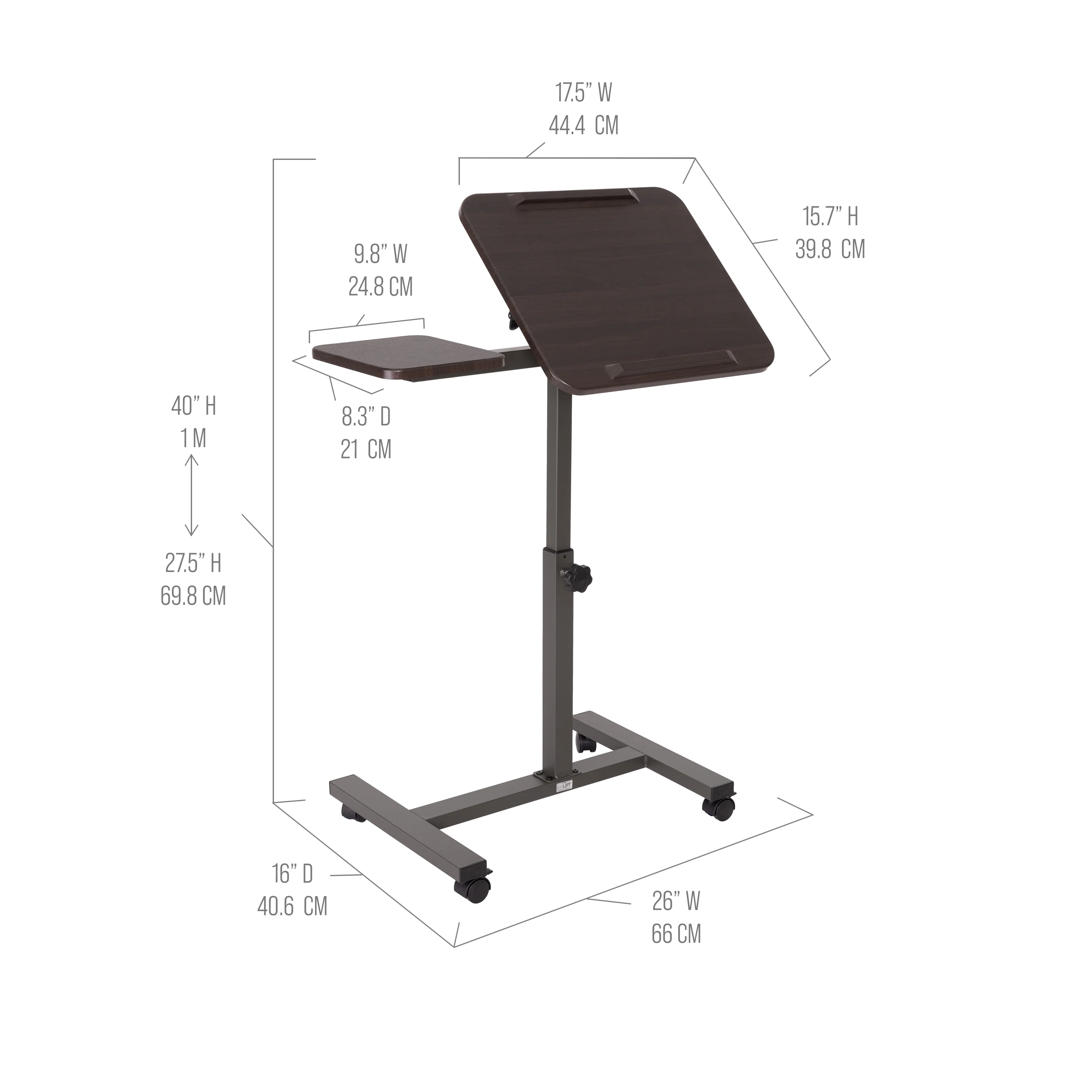 airLIFT® Tilting Mobile Desk Cart, Walnut - Image 2