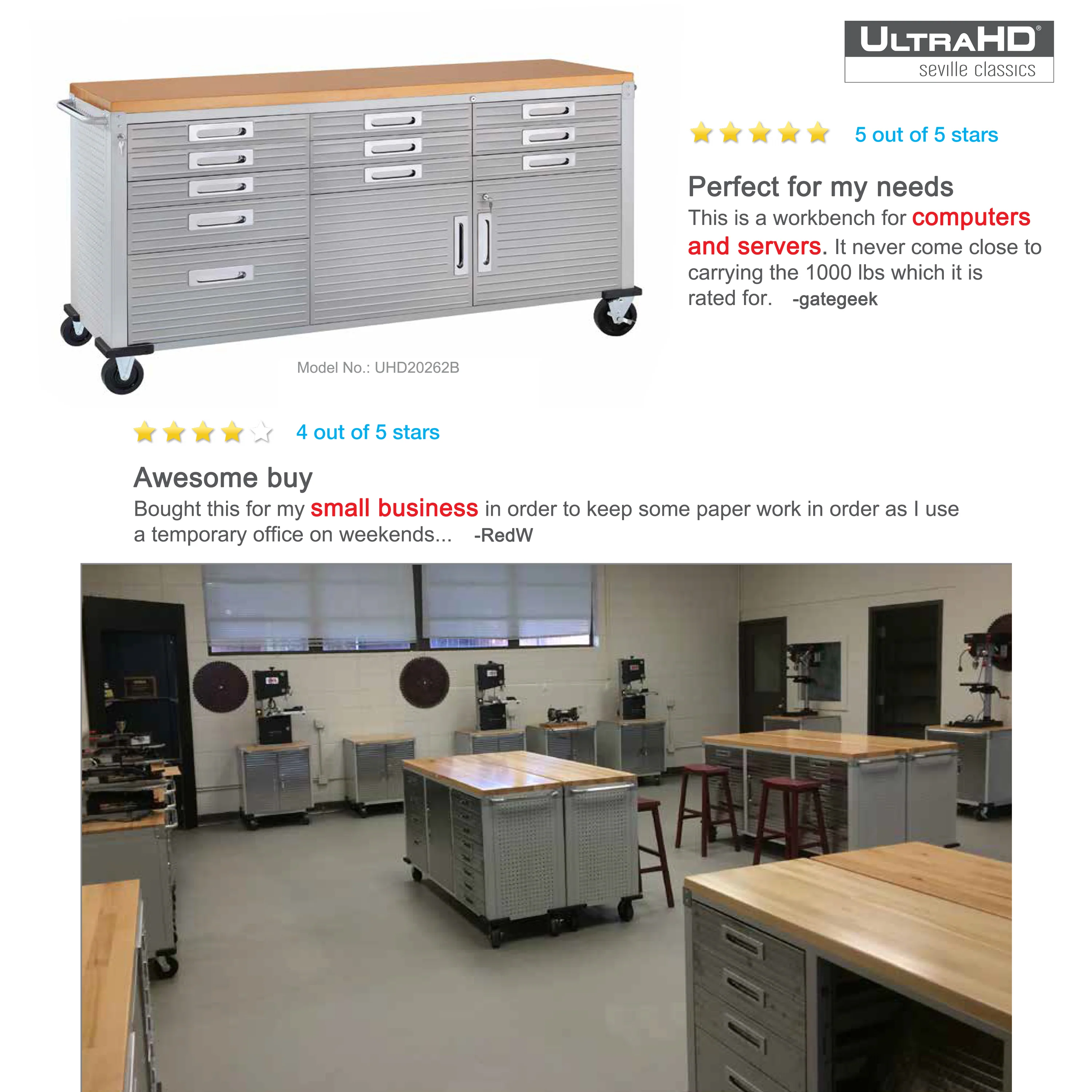 UltraHD® 11-Drawer Rolling Workbench, Granite - Image 19