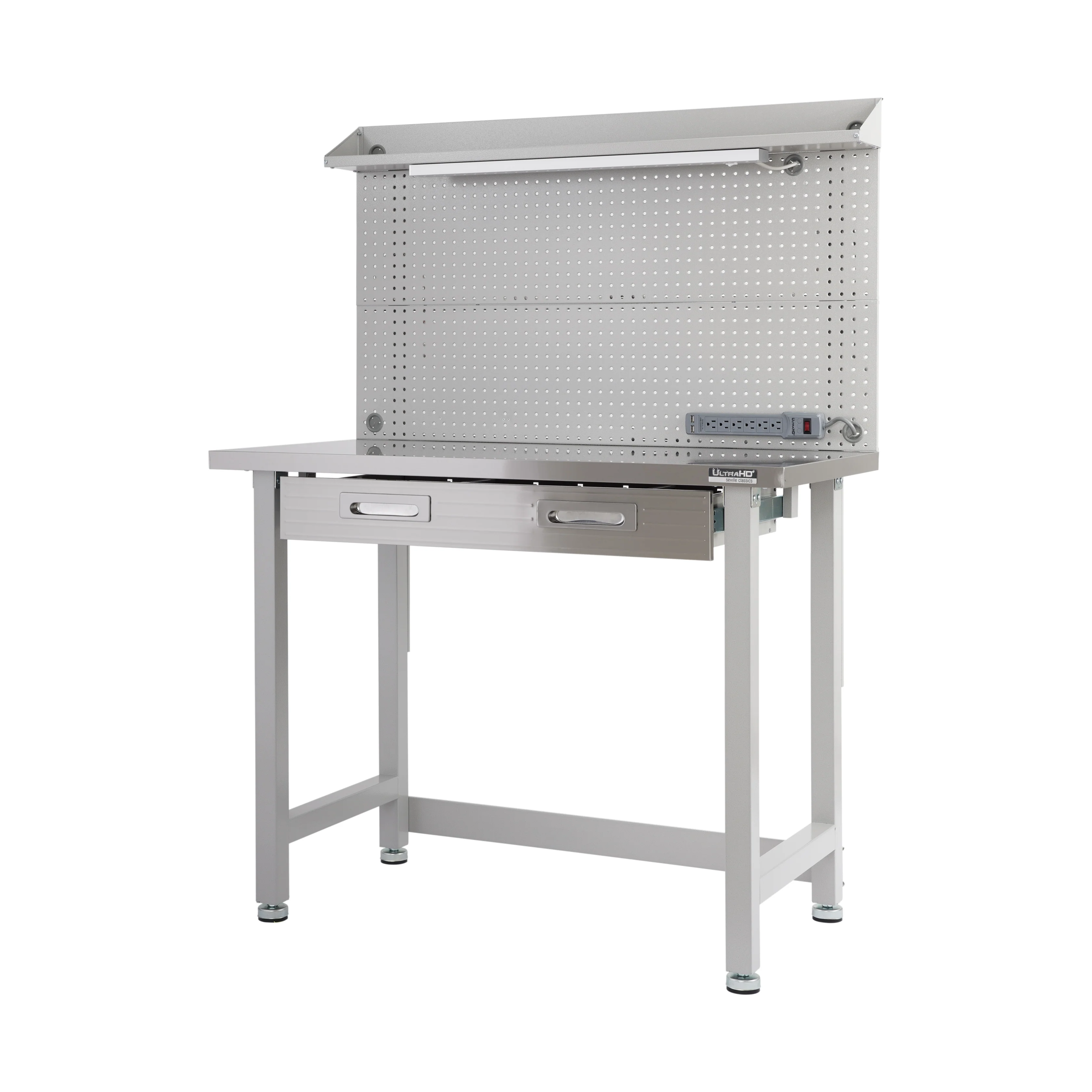 UltraHD® Lighted Workcenter w/ Stainless Steel Top and Pegboard, Granite - Image 19
