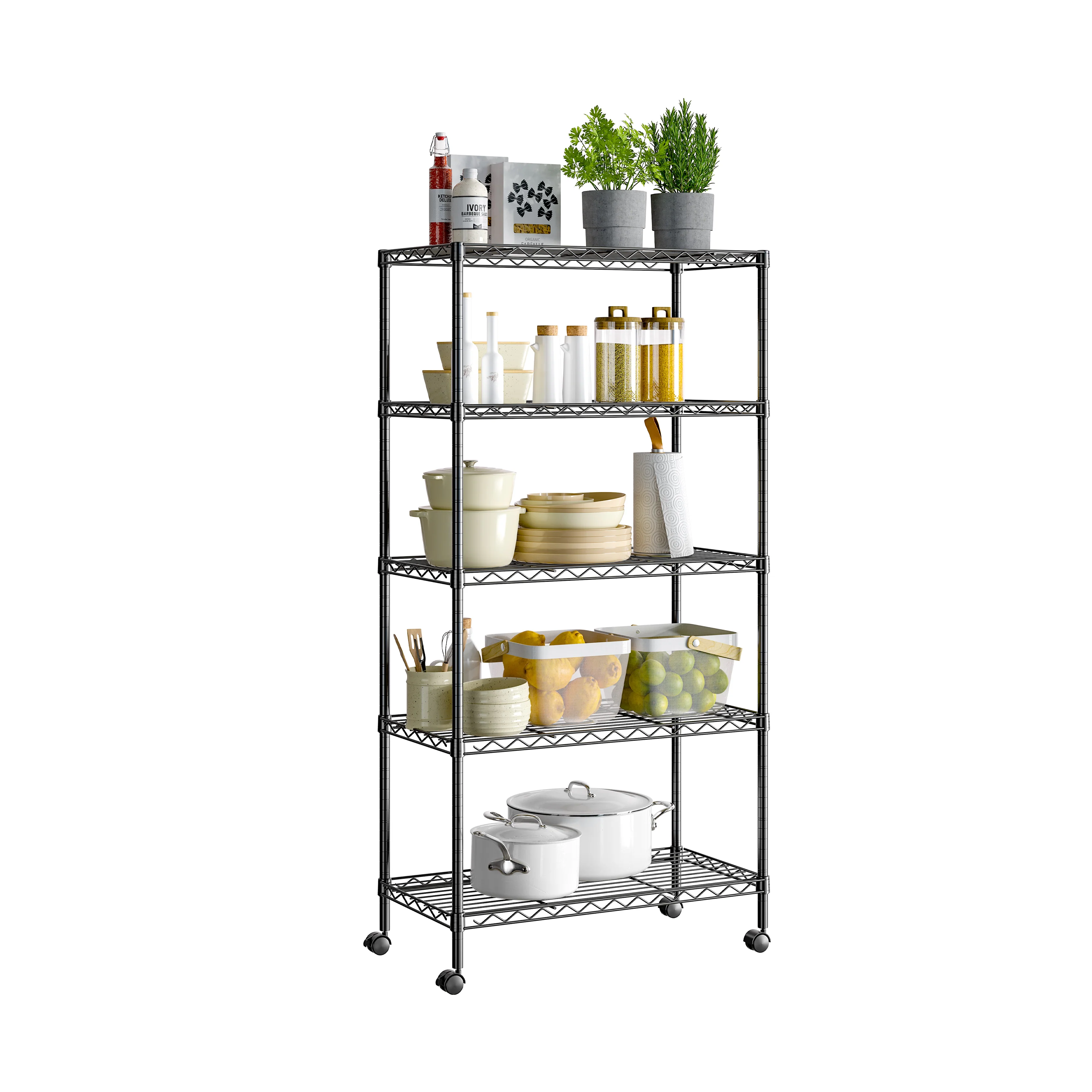 5-Tier Steel Shelving, Black - Image 4
