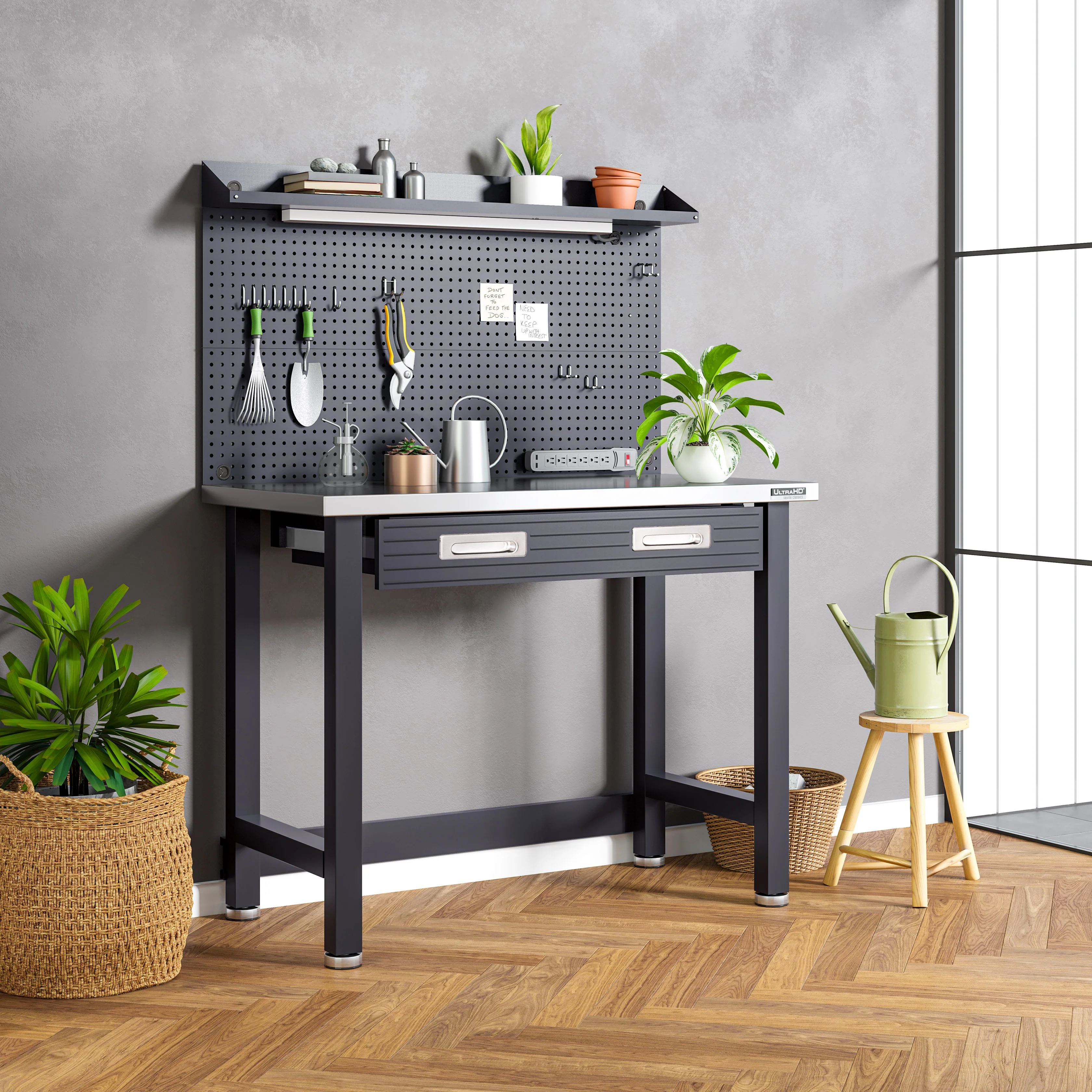 UltraHD® Lighted Workcenter w/ Stainless Steel Top and Pegboard - Image 29