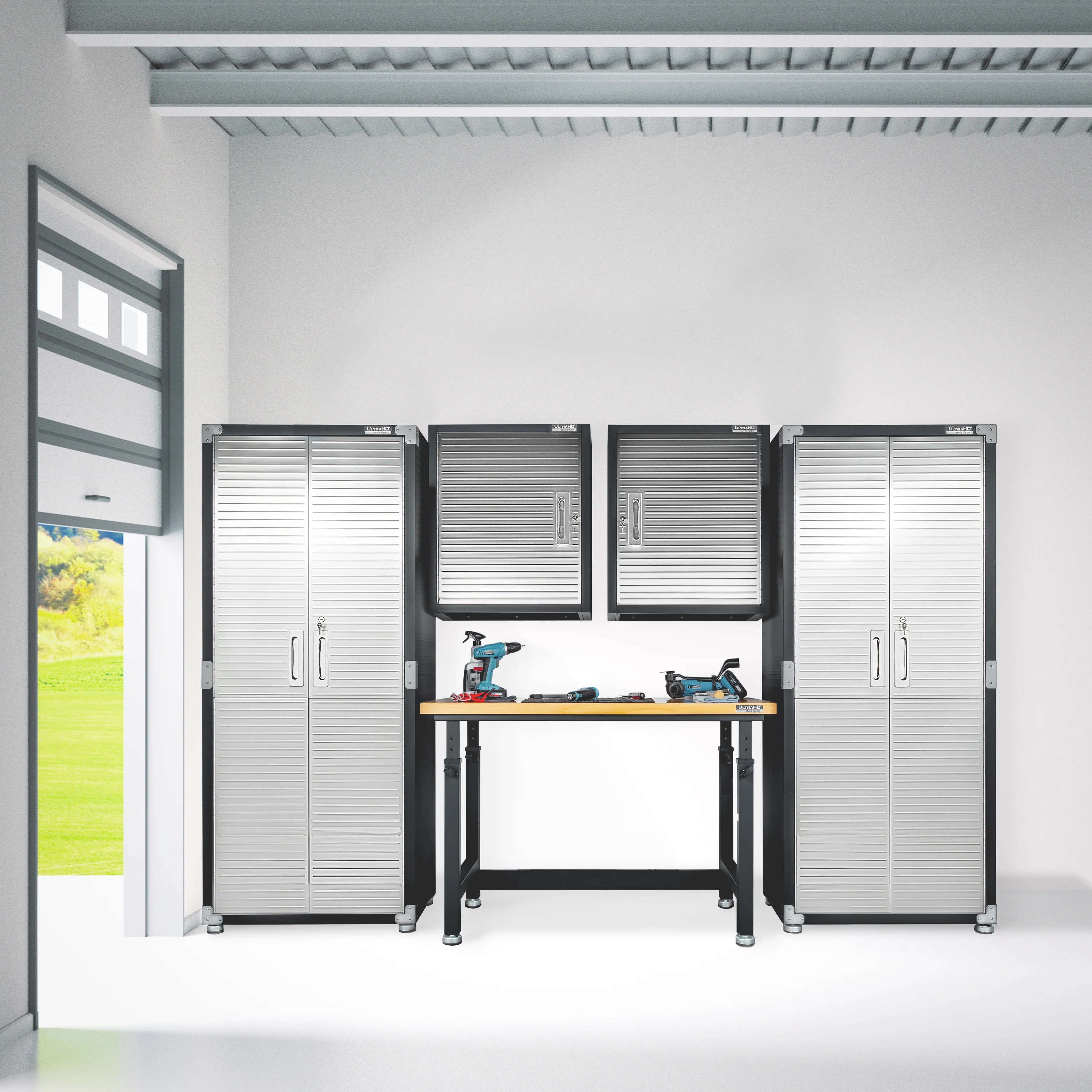 UltraHD® 5-Piece Storage Cabinet System with Workbench - Image 17