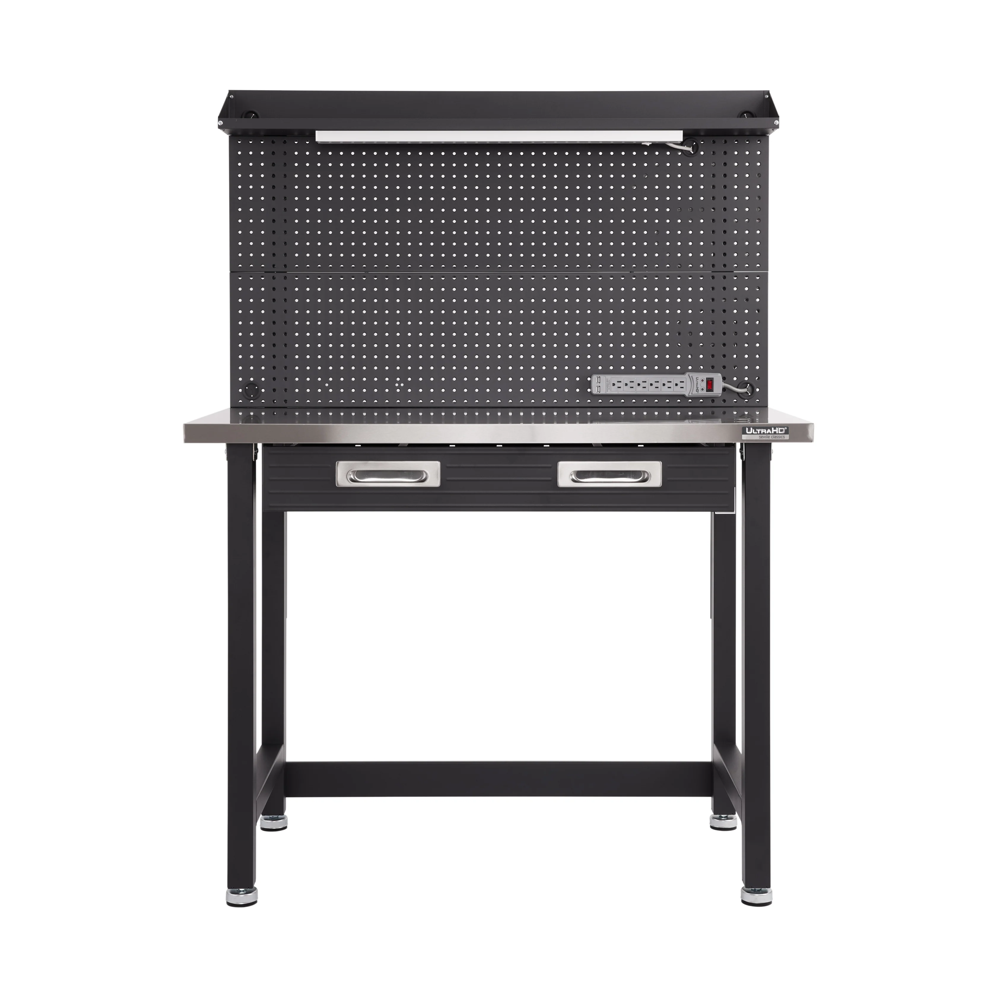 UltraHD® Lighted Workcenter w/ Stainless Steel Top and Pegboard, Graphite - Image 18