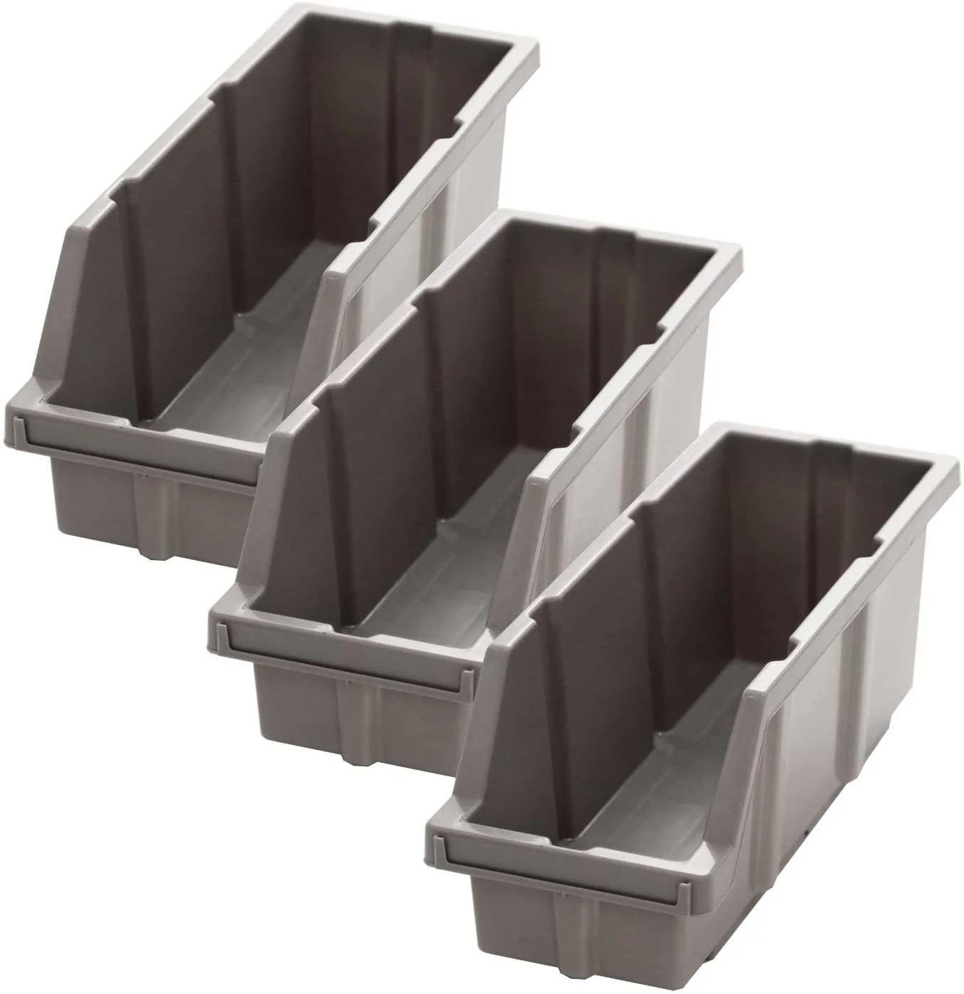 Medium Grey Bins for Commercial Bin Rack, Medium (3-Pack) - Image 5